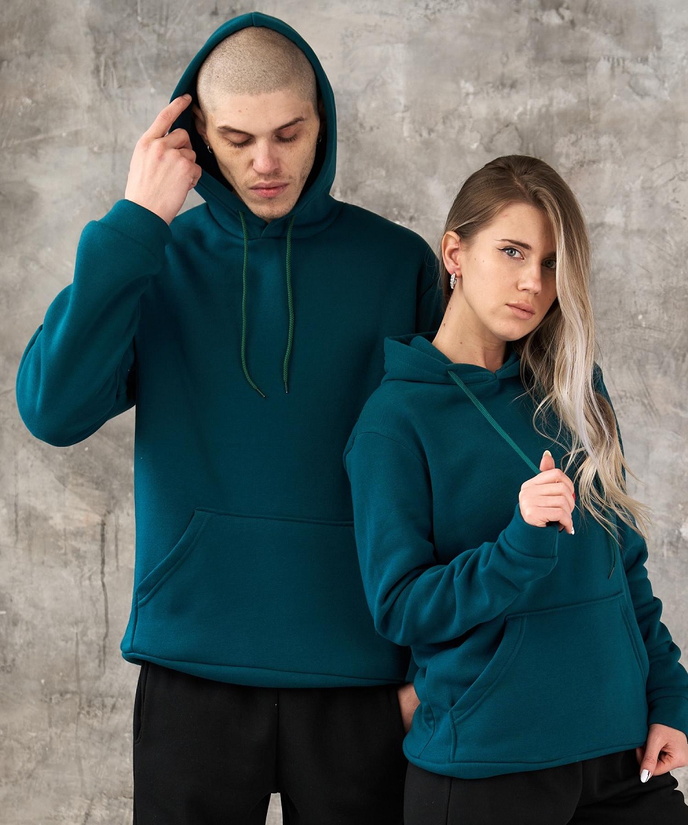 Худі на флісі смарагдовий колір